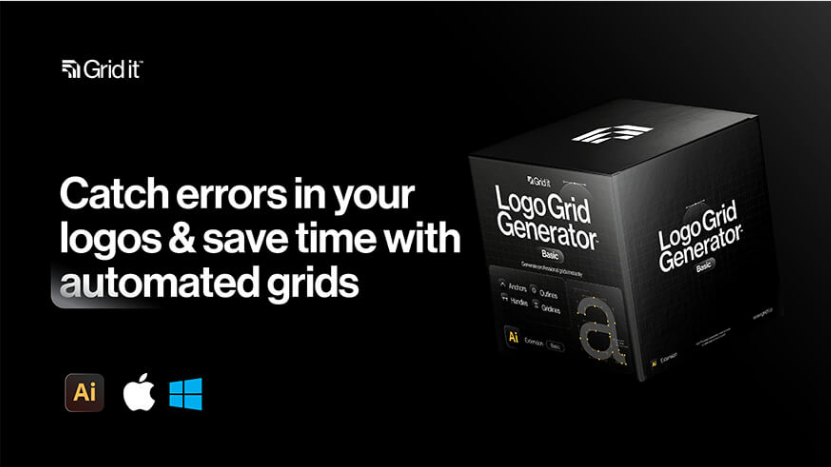 【AI插件】Logo Grid Generator Pro 2.1 黄金比例分割神器 高效完成品牌标志设计标准制图 Win/Mac